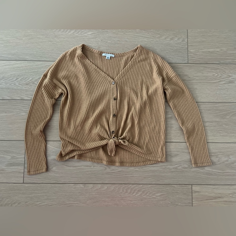 American Eagle waffle knit top size small tan